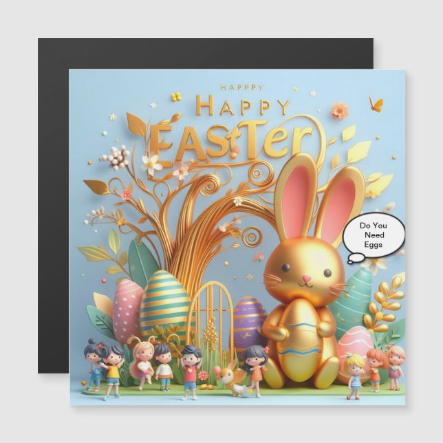 Conejo de Pascua lleno de tonalidades vibrantes (Anverso/Reverso)