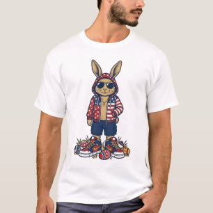 Conejo de Pascua Patriótico Camiseta Vintage Vecto