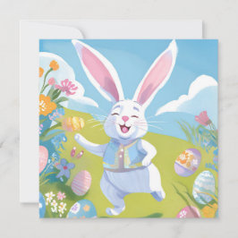Conejo de Pascua | Tarjeta de flor silvestre Cute