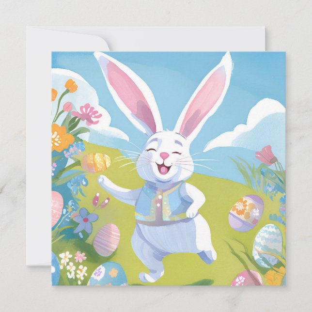 Conejo de Pascua | Tarjeta de flor silvestre Cute  (Anverso)