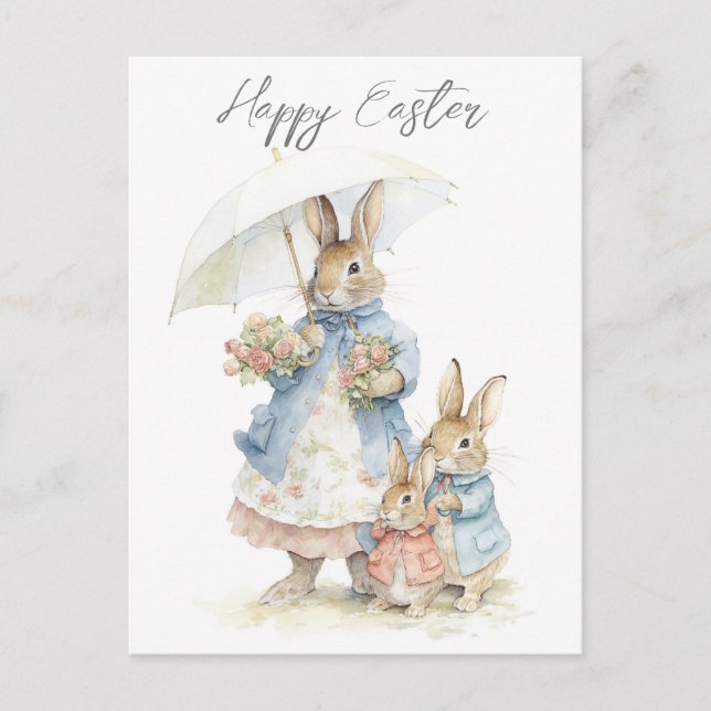 Conejo de Pascua Tarjeta Postal Antiguo (Anverso)