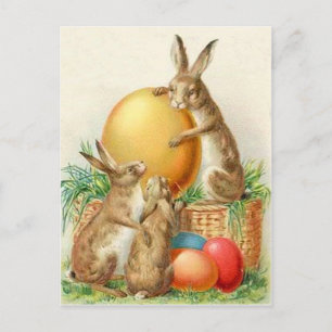 Conejo de Pascua Vintage Huevos de Pascua Tarjeta 