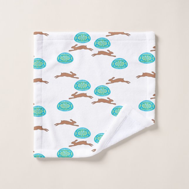 conejo de Pascua y huevos en blanco (Toallita)