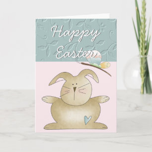 Conejo de Pascua y Mariposa : Tarjeta Feliz Pascua
