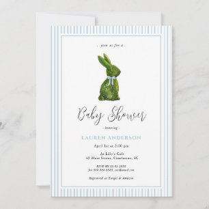 Conejo de Topiaria Azul Invitación para Baby Showe