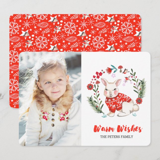 Conejo de Vacaciones de Navidad | Invitaciones de  (Anverso / Reverso)