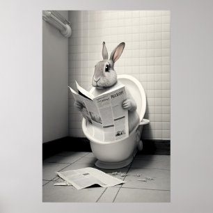 Conejo Divertido Impresión Baño Conejo Leyendo