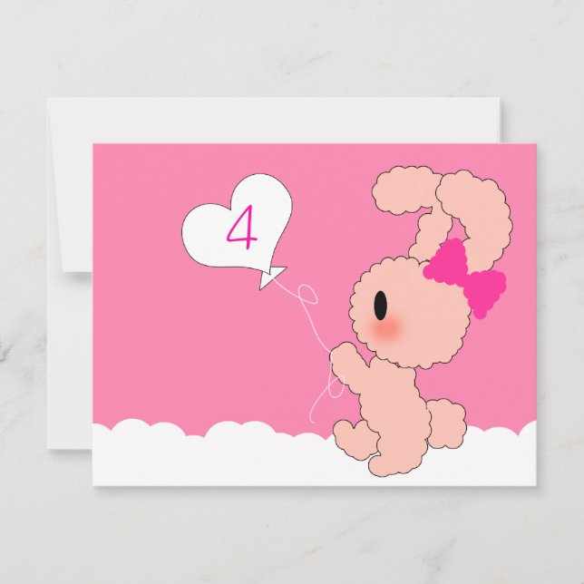 Conejo dulce Cute 4ª invitación para cumpleaños (Anverso)