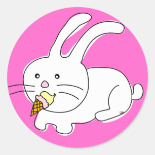 Conejo Eat Icecream Cone Pegatina