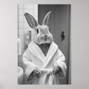 Conejo en Bata Estampado, Arte de IA Divertido par