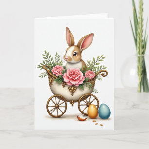 Conejo en Carruaje Tarjeta Dulce de Primavera