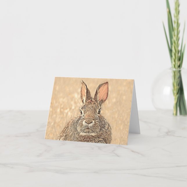 Conejo en Rosa - Tarjeta de Felicitación en Blanco (Anverso)