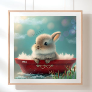 Conejo en un bote rojo Arte personalizado para gua