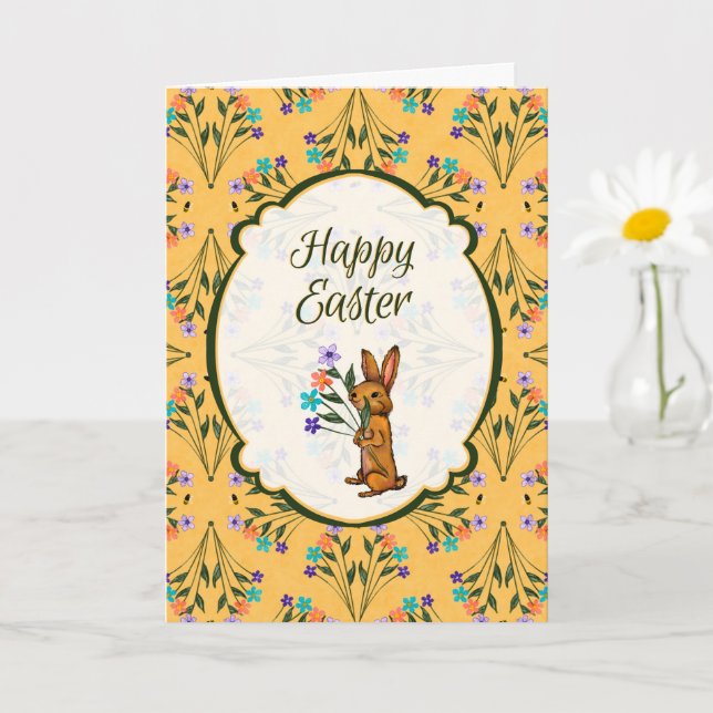 Conejo feliz de Pascua con tarjeta de saludo de Bo (Planta pequeña)