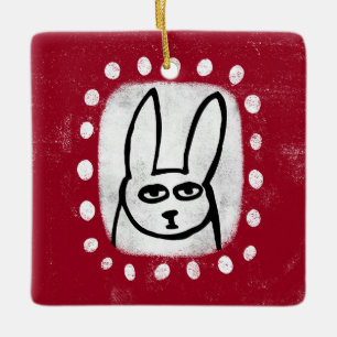 Conejo Gracioso En Ornamento Rojo