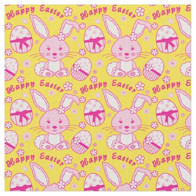 Conejo Happy Easter Rabbit y tela de huevos (De cerca)