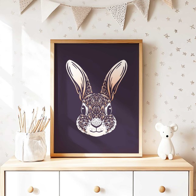 Conejo | Impresión de pared de conejo animal fores (Woodland Rabbit Nursery Wall Art Poster Print by TinkPrints.)