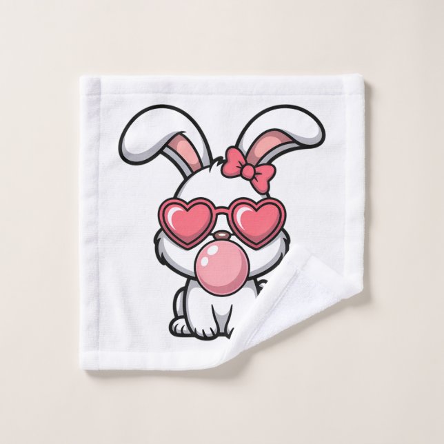 Conejo Kawaii Juguetón con Burbuja de Chicle (Toallita)