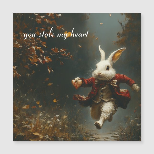 Conejo ladrón de corazones personalizado imán vint (Anverso)