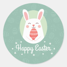 Conejo lindo con huevo de Pascua | Sello Pegatina