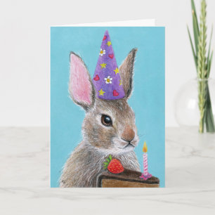 Conejo lindo con tarjeta de felicitación de cumple
