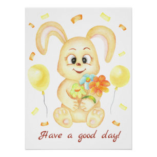 Conejo lindo para un Poster de ánimo positivo