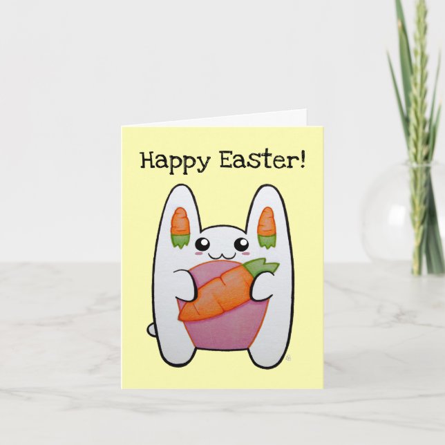 Conejo Lindo Personalizable - Tarjeta Feliz Pascua (Anverso)