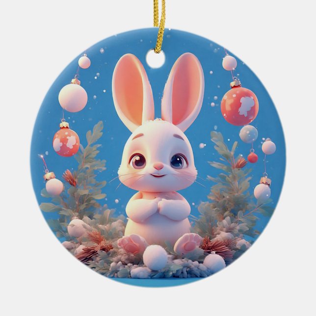 Conejo Lindo Rodeado de Decoraciones (Frente)