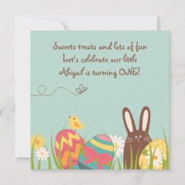 Conejo lindo y Huevos de Pascua Invitación de prim