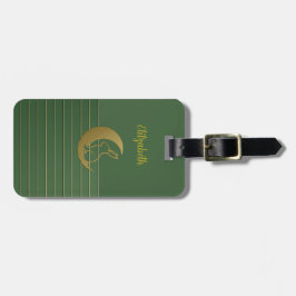 Conejo lunar en etiqueta de equipaje verde