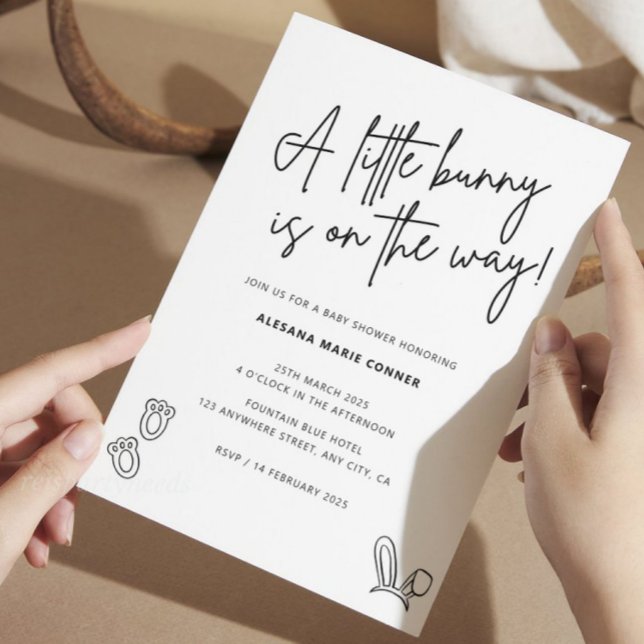 Conejo minimalista de invitaciones Baby Shower par (Subido por el creador)