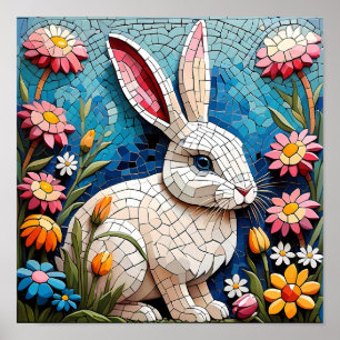 Conejo mosaico colorido - Arte animal caprichoso