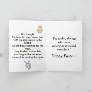 Conejo o tarjeta de pascua de huevo