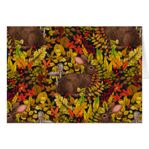 Conejo otoñal sobre negro