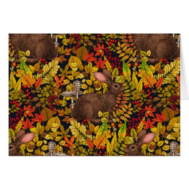 Conejo otoñal sobre negro (Anverso (Horizontal))
