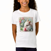Conejo Pastel Adorable con Daisies - Camiseta