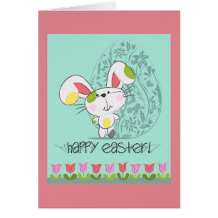 Conejo personalizado Cute Blue Happy Easter
