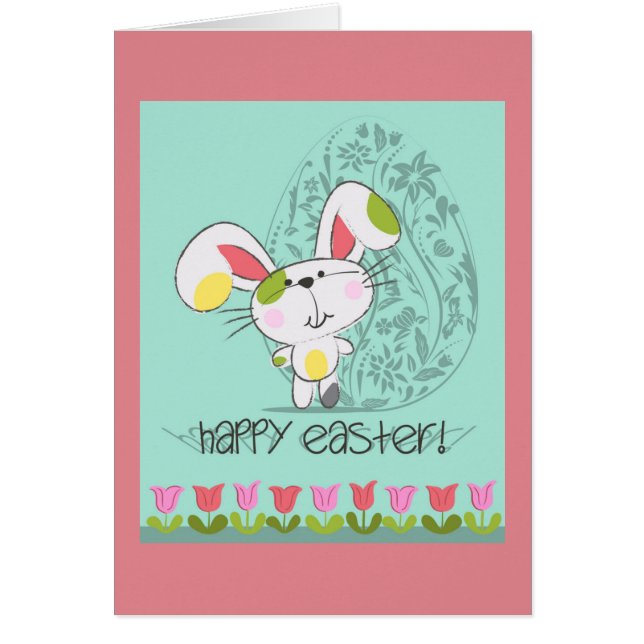 Conejo personalizado Cute Blue Happy Easter (Frente)