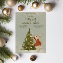 Conejo Peter С hristmas Invitación al cumpleaños