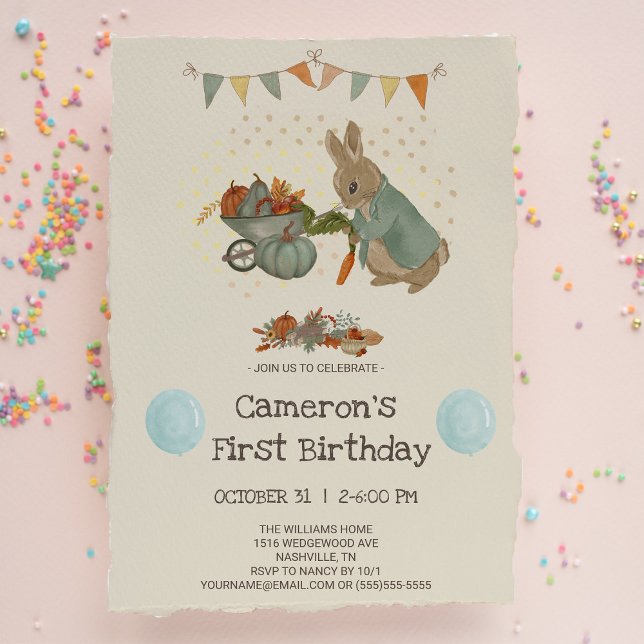 Conejo Peter Autumn Niños Invitación al cumpleaños (Subido por el creador)