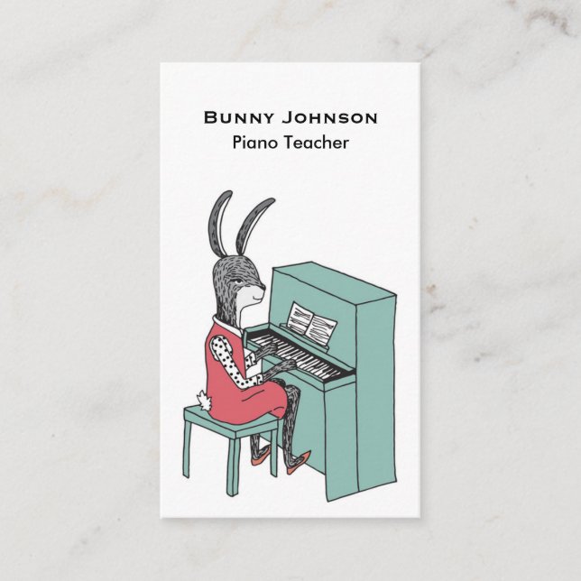 Conejo que juega la tarjeta de visita del piano (Anverso)
