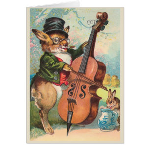 "Conejo que toca vintage del violoncelo"