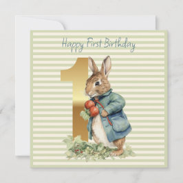 Conejo sosteniendo verduras Cumpleaños primero