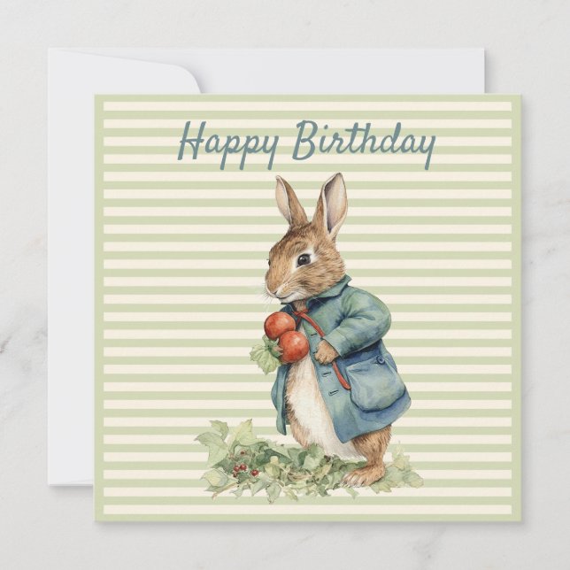 Conejo sosteniendo verduras Feliz Cumpleaños (Anverso)