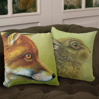 Conejo y almohada de arte fino de zorro