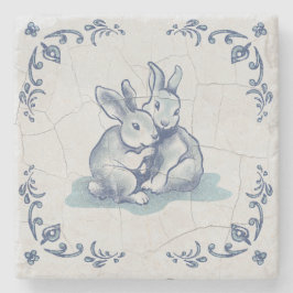Conejos Amigables de Piedra para Posavasos Delft