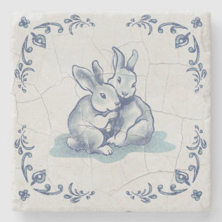 Conejos Amigables de Piedra para Posavasos Delft