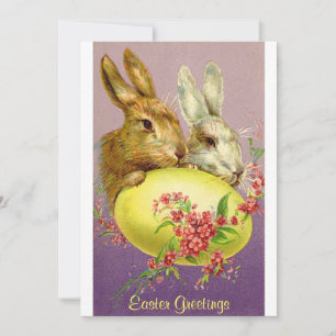 Conejos de Pascua y Invitación Vintage de Huevo