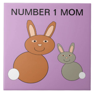 Conejos del Día de la Madre Baldosa Personalizada 