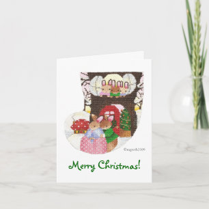 Conejos en casa para tarjetas de Navidades